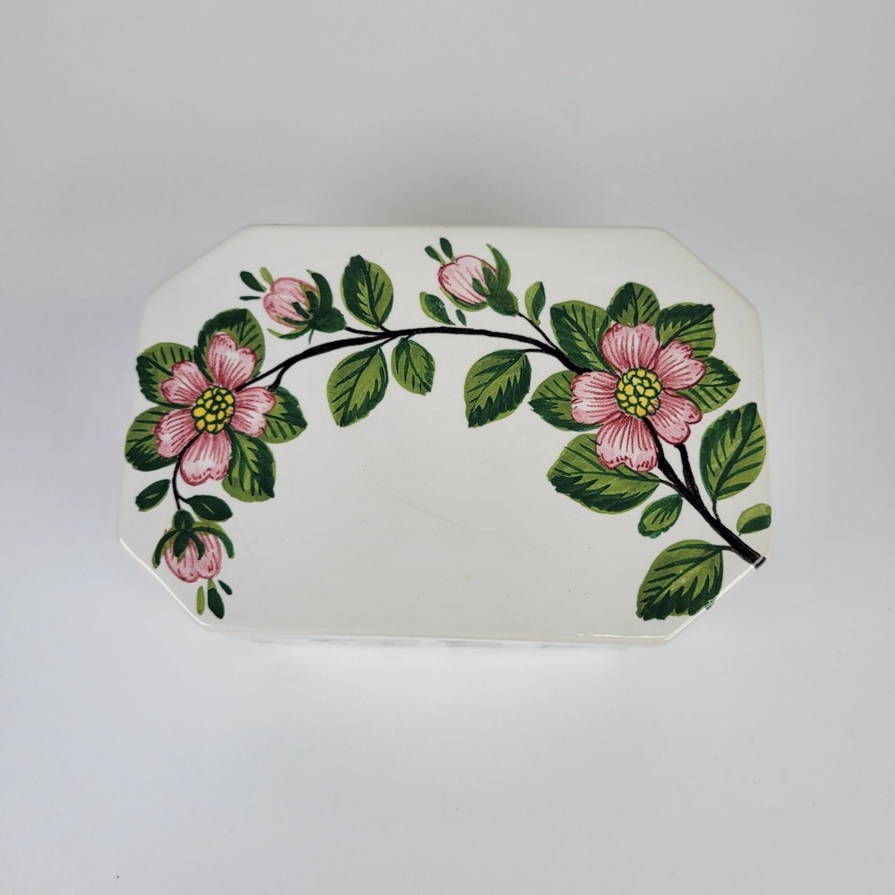 Vtg Costa Italy Jewelry Trinket Box Hand-Painted Ceramic Floral Lidded Signed - Picture 2 of 11